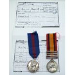 Victorian British Army Queen's South Africa medal with three clasps, South Africa 1902, Transvaal