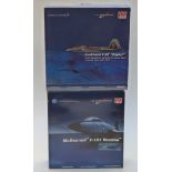 Two Hobby Master 1:72 scale diecast model aeroplanes McDonnell F-101 Voodoo HA3704 and Lockheed F-22