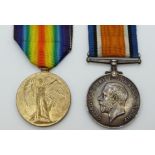 British Army WWI medals comprising War Medal and Victory Medal named to 26656 Pte F C Emery,