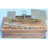 Waterlow & Sons, London, Victorian postage scales with square tapering weights from 6oz to 2/3oz, on