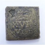 1606 James I brass coin weight for Spur Ryal (15 shillings) gold coin, the value of gold coins being