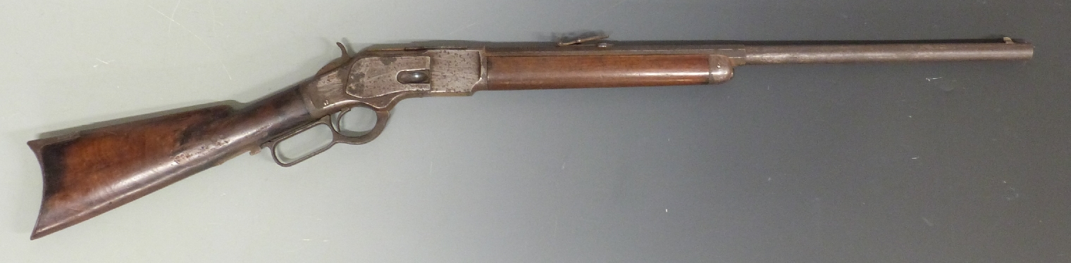 Winchester Model 1873 .44 saddle ring underlever rifle with adjustable pop-up sights, steel butt - Image 2 of 7