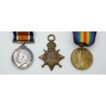 British Army WWI medals comprising 1914/1915 Star, War Medal and Victory Medal named to 13937 Pte.