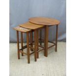 Mahogany nest of three tables, width 56cm