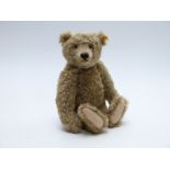 Steiff Teddy bear with blonde mohair, felt pads, growler and jointed limbs, 38cm tall