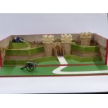 CBG Mignot diecast model diorama of a fort with gun turret in original display box, 76x37x19cm