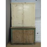 A 19thC painted pine housekeeper's cupboard, W120 c D57 x H203cm