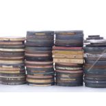 Approximately 60 9.5mm cine film reels to include examples marked 'Col. Kalamazoo Zoo', 'Robinson