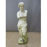 Garden statue of a lady draped in cloth, height 84cm