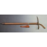 British Army WWII ice axe stamped Brades 1943 and broad arrow to head, with wooden shaft, overall