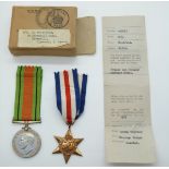 Royal Air Force WWII medals comprising 1939/1945 Star and Defence Medal awarded to 105633 Flight