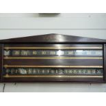E.J. Riley Ltd, Accrington snooker scoreboard with gilt numbers and brass runners marked Rd 586251