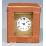 Rockbank and Atkin London, brass carriage clock in corniche style case, the enamelled Roman dial