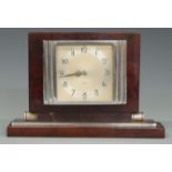 Art Deco clock with stylised Arabic numerals and single train 8 day German movement, 16cm tall