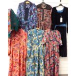 Six Marion Donaldson (one for Liberty) vintage designer dresses including a velvet example with
