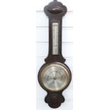 Early 20thC Cross Brother's of Cardiff aneroid barometer/thermometer, the silvered dials with
