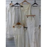 A collection of Victorian / Edwardian nightdresses and petticoats with embroidered and lace detail