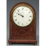 John Walker Ltd, London inlaid single train mahogany mantel clock, 19cm tall