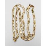 A 9ct gold necklace made up of flat curb links, 11.6g, drop 23cm