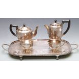 A silver plated teaset on matching twin handled tray by Viners of Sheffield
