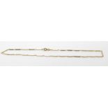 A 9ct gold gold necklace made up of rectangular links, 4.6g, 19.5cm drop