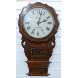 American inlaid drop dial wall clock with 'Wilde of Monmouth' to Roman painted dial, striking on a