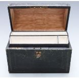 E Byam Victorian or early 20th century dome topped leather writing case, width 17cm.