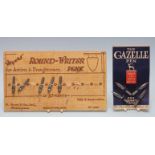 Two advertising shop pen nib displays The Gazelle Pen 12.6 x 7.4cm and M Myers & Son Ltd Round-