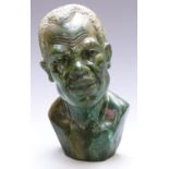 Carved African Verdite / soapstone bust of an African man, height 28cm