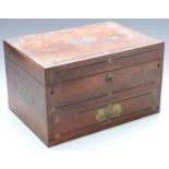 Victorian rosewood jewellery box with Bramah lock and drawer below, width 36cm