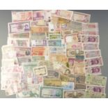 A collection of approximately 70 world bank notes etc, includes 1920's German, British Armed Forces,