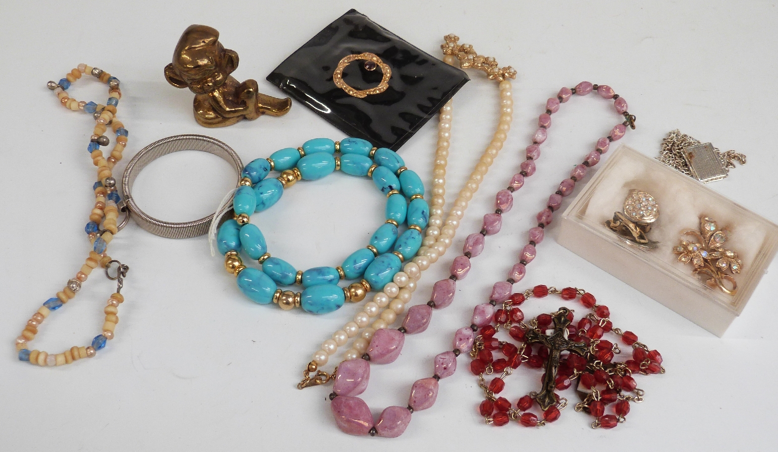 A collection of costume jewellery including necklaces, Dalvey barometer etc - Bild 8 aus 9