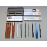 Fifteen various ballpoint pens including Parker, Pen Quest, Faberge Lynx etc, some in original