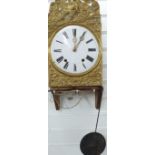 A 19thC French comptois wall clock with agricultural themed brass decoration and enamelled Roman