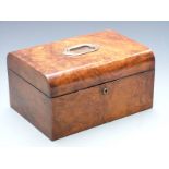 Victorian walnut box with carrying handle to top, width 27.5cm