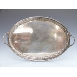 Mappin Brothers silver plated twin handled oval tray, width 64cm