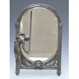 Late 19thC / early 20thC Art Nouveau dressing table mirror with oval bevelled-edge mirror,