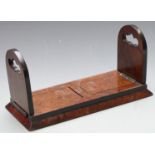 Victorian burr walnut or folding retractable book slide, length 35.5cm