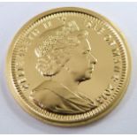 London Mint Office 2013 gold proof quarter Angel, 22mm diameter, 7.77g, Isle of Man issue of 149