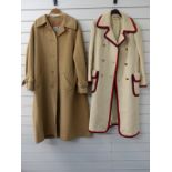 Jaeger of London vintage ladies coat with blue and red trim and an Aquascutum for Harrods pure camel