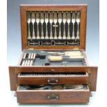 Silver plated 12 place setting canteen of King's pattern cutlery in oak wellington type two drawer