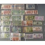 A collection of largely UK bank notes, includes consecutive pair of ten shilling notes, some