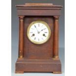 Wurttemberg mahogany cased mantel clock, enamelled Roman dial, 36cm tall