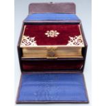 Victorian leather cased prayer book and bible dated 1854 and 1851 both with gilt mounts and red