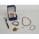 A collection of jewellery including Edwardian locket set with seed pearls, diamante necklace,