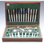 A retro Viners canteen of cutlery with bark effect handles, in Viners box