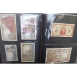 Magpie album containing over 60 world banknotes