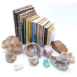 Ten agate samples and a quantity of gem related books