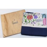 Gucci silk scarf with floral, foliate and insect decoration by V Accornero, in original packet