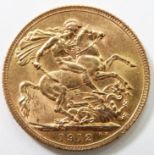 George V 1912 gold full sovereign
